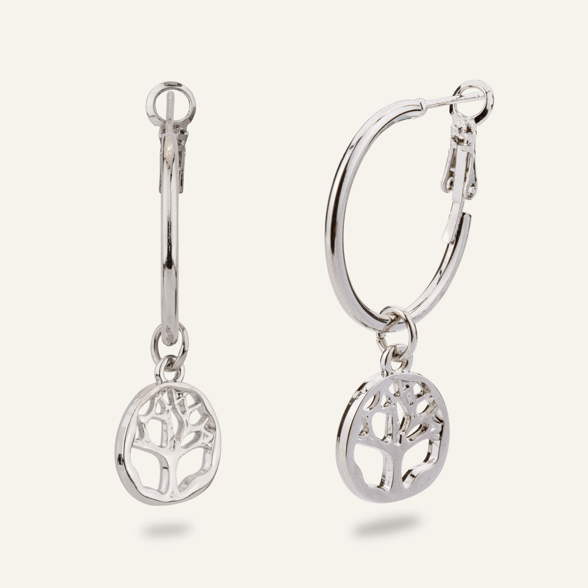 Eternal Silver Tree of Life Double Hoop Earrings - D&X Retail