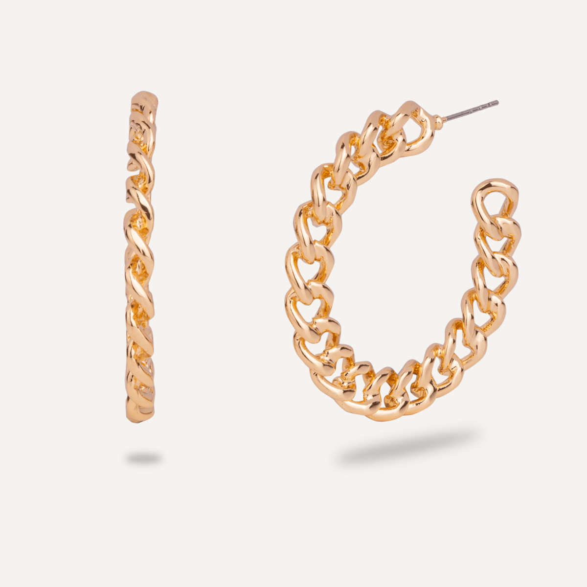 Eternal Narrow Curb Chain Hoop Earrings in Gold - D&X Retail