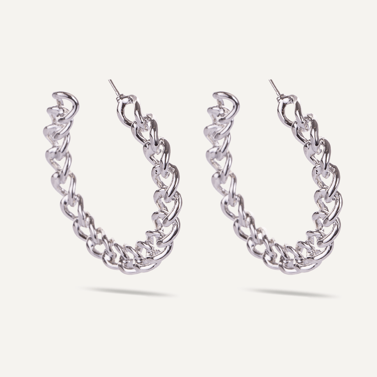 Eternal Narrow Curb Chain Hoop Earrings in Silver - D&X Retail