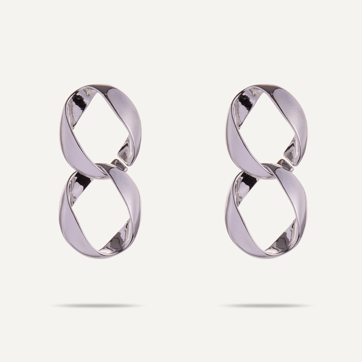 Zaha Abstract Twisted Circles Drop Earrings in Silver - D&X Retail