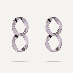 Zaha Abstract Twisted Circles Drop Earrings in Silver - D&X Retail