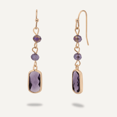 Purple and Gold Crystal Drop Earrings - D&X Retail