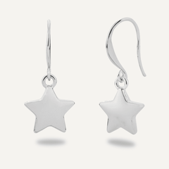 Emily Silver Puffed Star Drop Earrings - D&X Retail