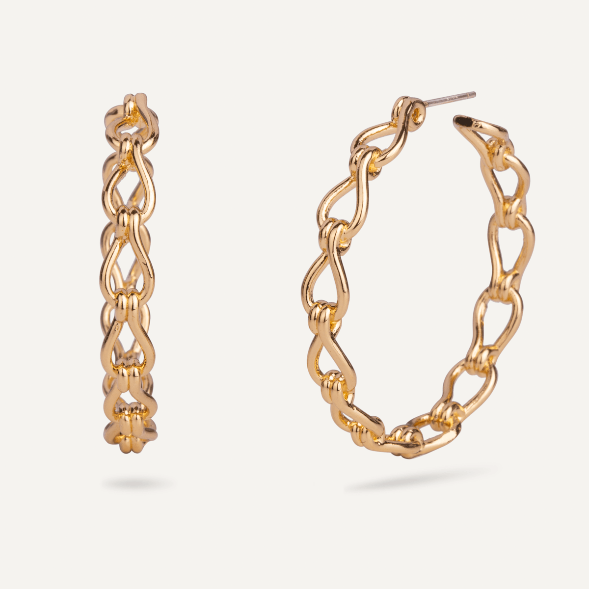 Alesha Contemporary Chain-Link Hoop Earrings in Gold - D&X Retail