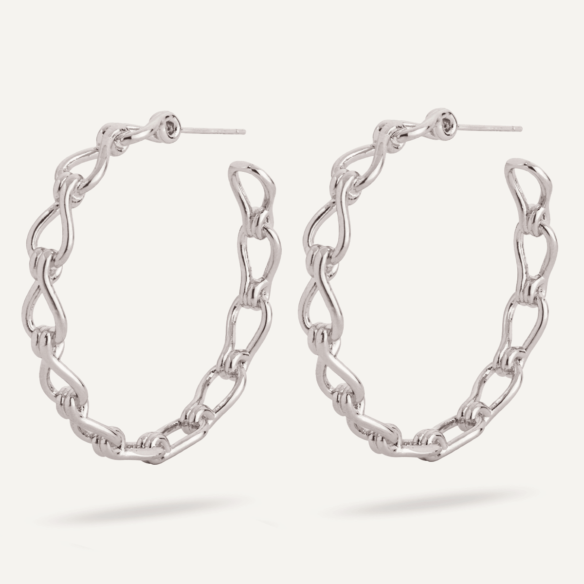 Alesha Contemporary Chain-Link Hoop Earrings in Silver - D&X Retail