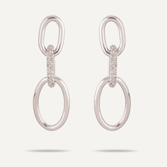 Alesha Contemporary White Gold Cubic Zirconia Chain-Link Earrings - D&X Retail