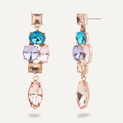 Iris Multi-coloured Crystal Cluster Drop Earrings - D&X Retail