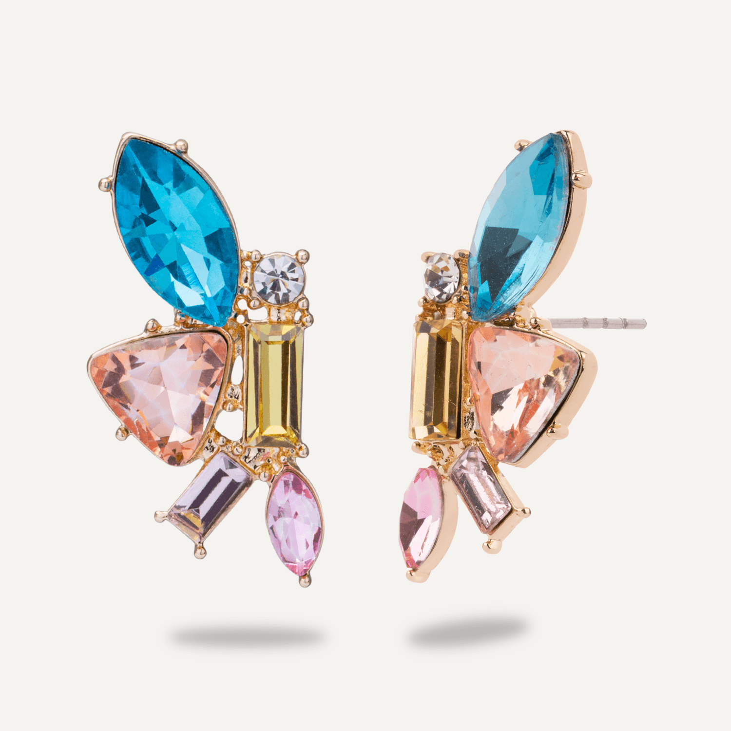 Multi-coloured Geometric Crystal Drop Earrings - D&X Retail