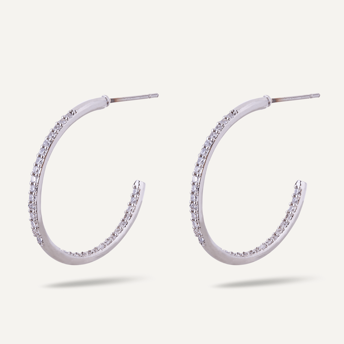 Kylie Contemporary Crystal Hoop Earrings In Silver - D&X Retail