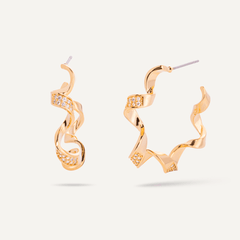 Alesha Abstract Crystal Spiral Hoop Earrings In Gold - D&X Retail