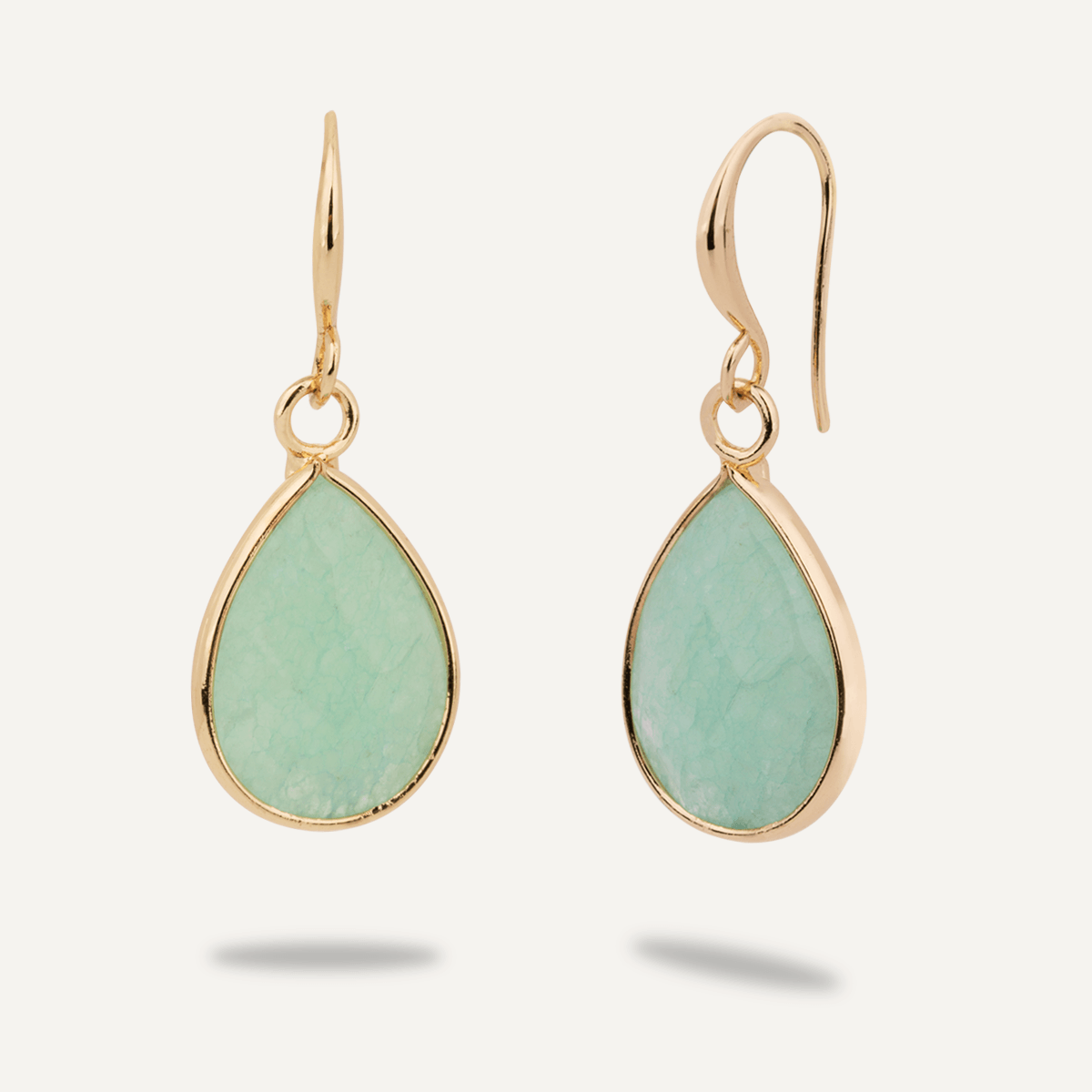 Chrysoprase Gold Hook Earrings - D&X Retail