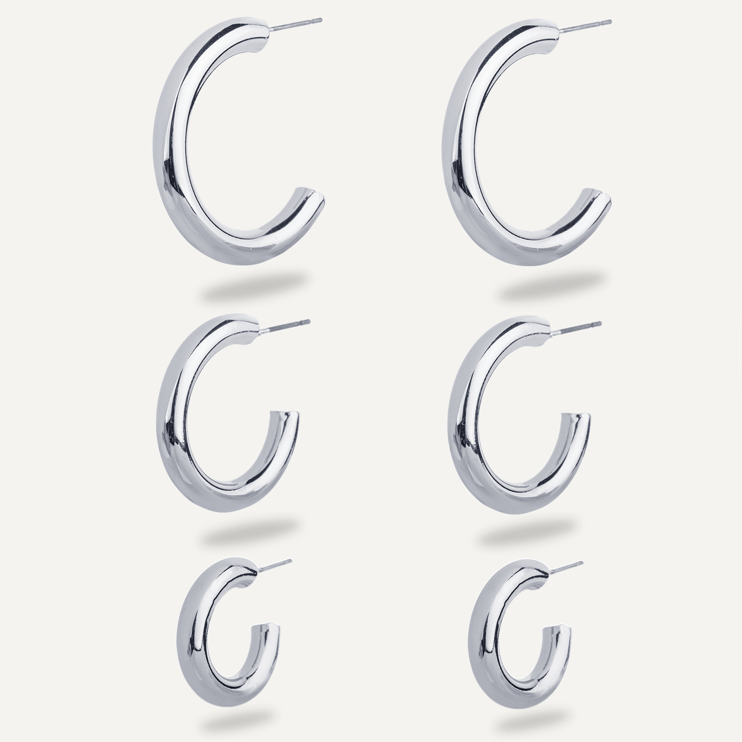 Alesha Silver Hoop Earring Set - D&X Retail