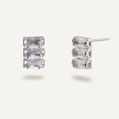 Elizabeth Cubic Zirconia Stud Earrings In Silver - D&X Retail