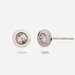 Keira Subtle Crystal Stud Earrings In Silver - D&X Retail