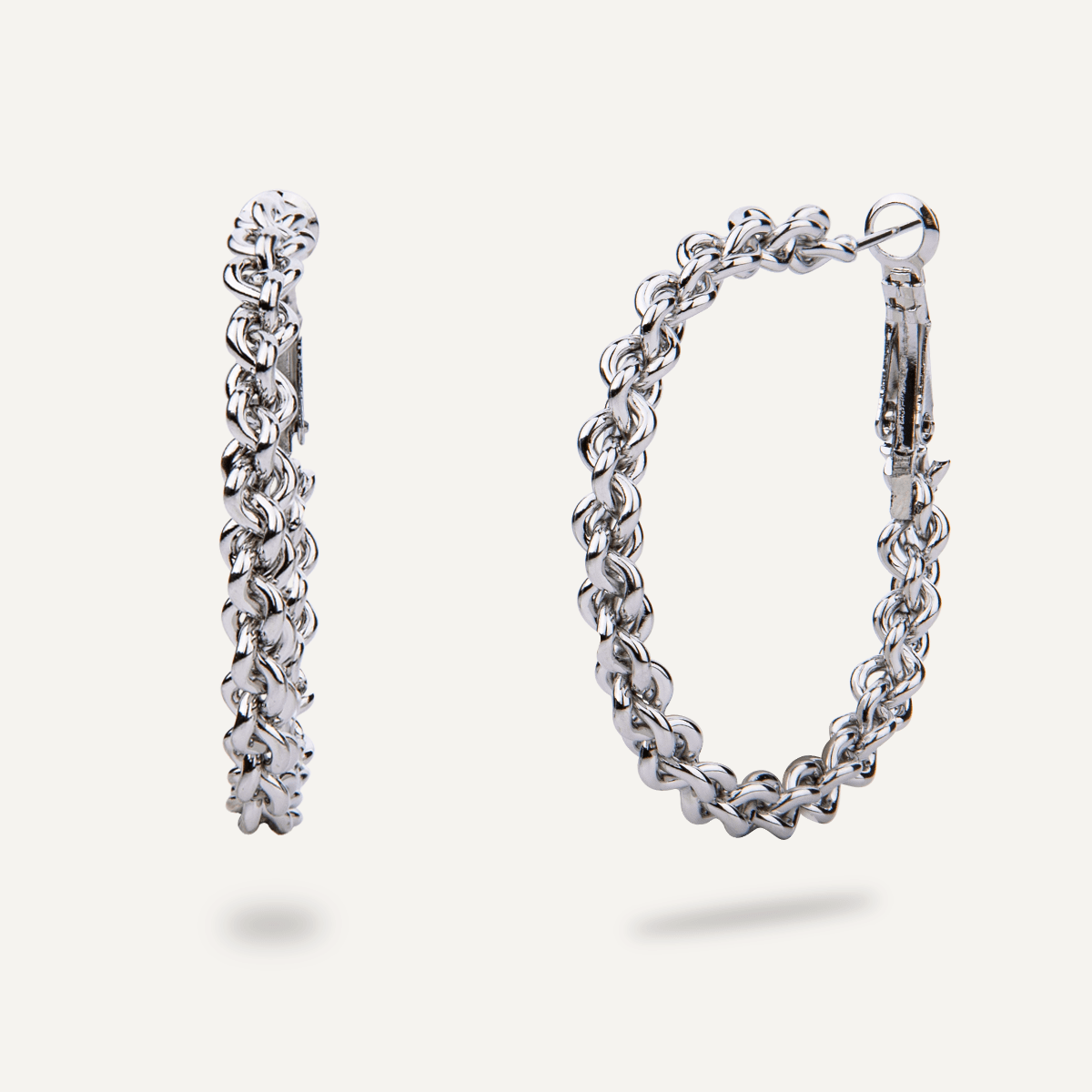 Alesha Silver Chain Link Hoop Earrings - D&X Retail