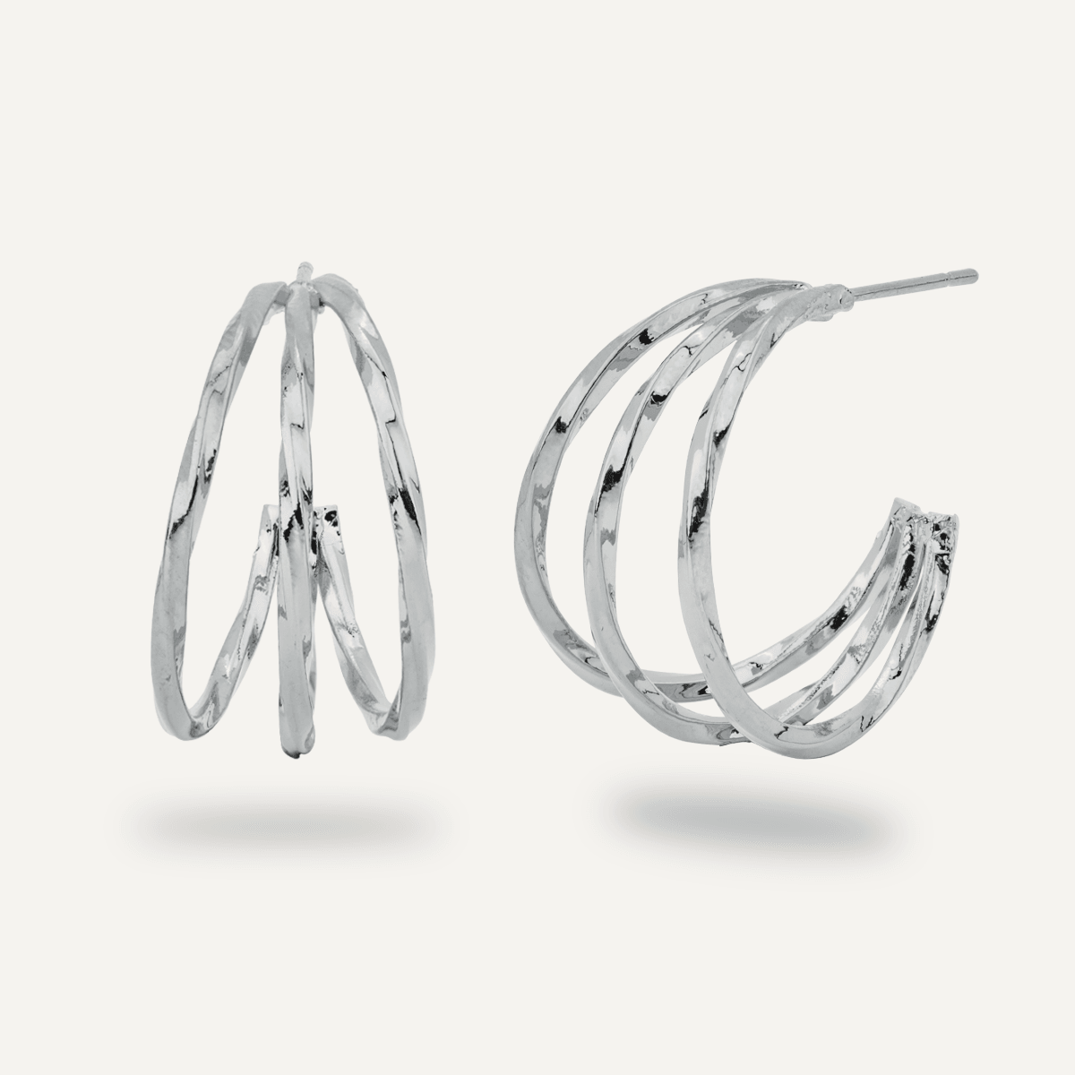 Alesha Silver Triple Hoop Earrings - D&X Retail