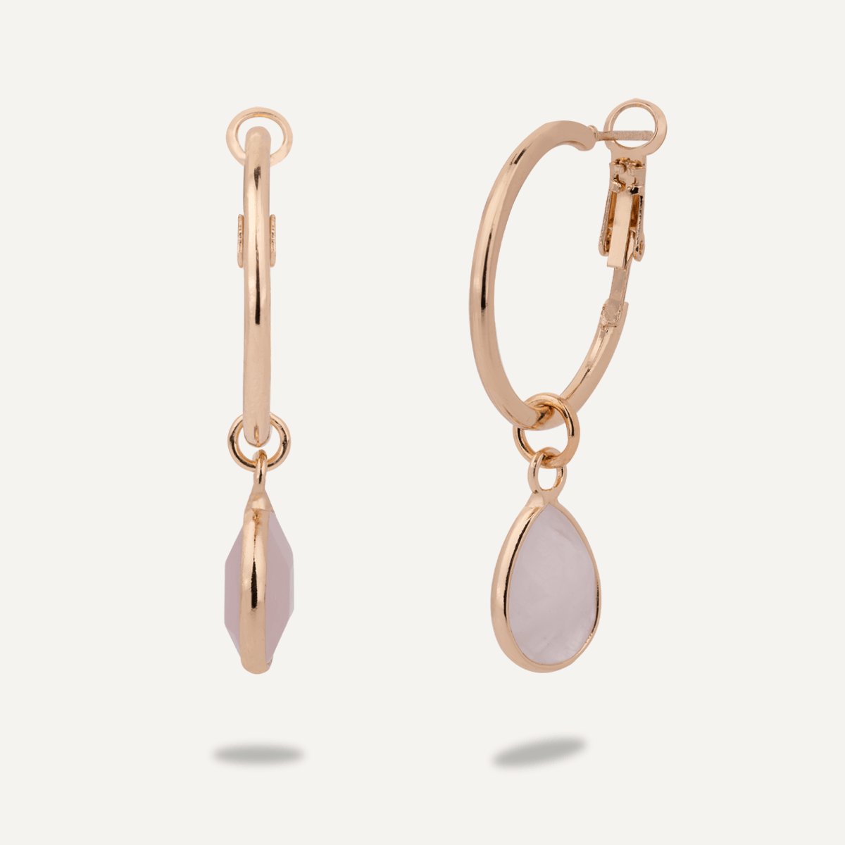 Rose Quartz Gold Lever Earrings - D&X Retail