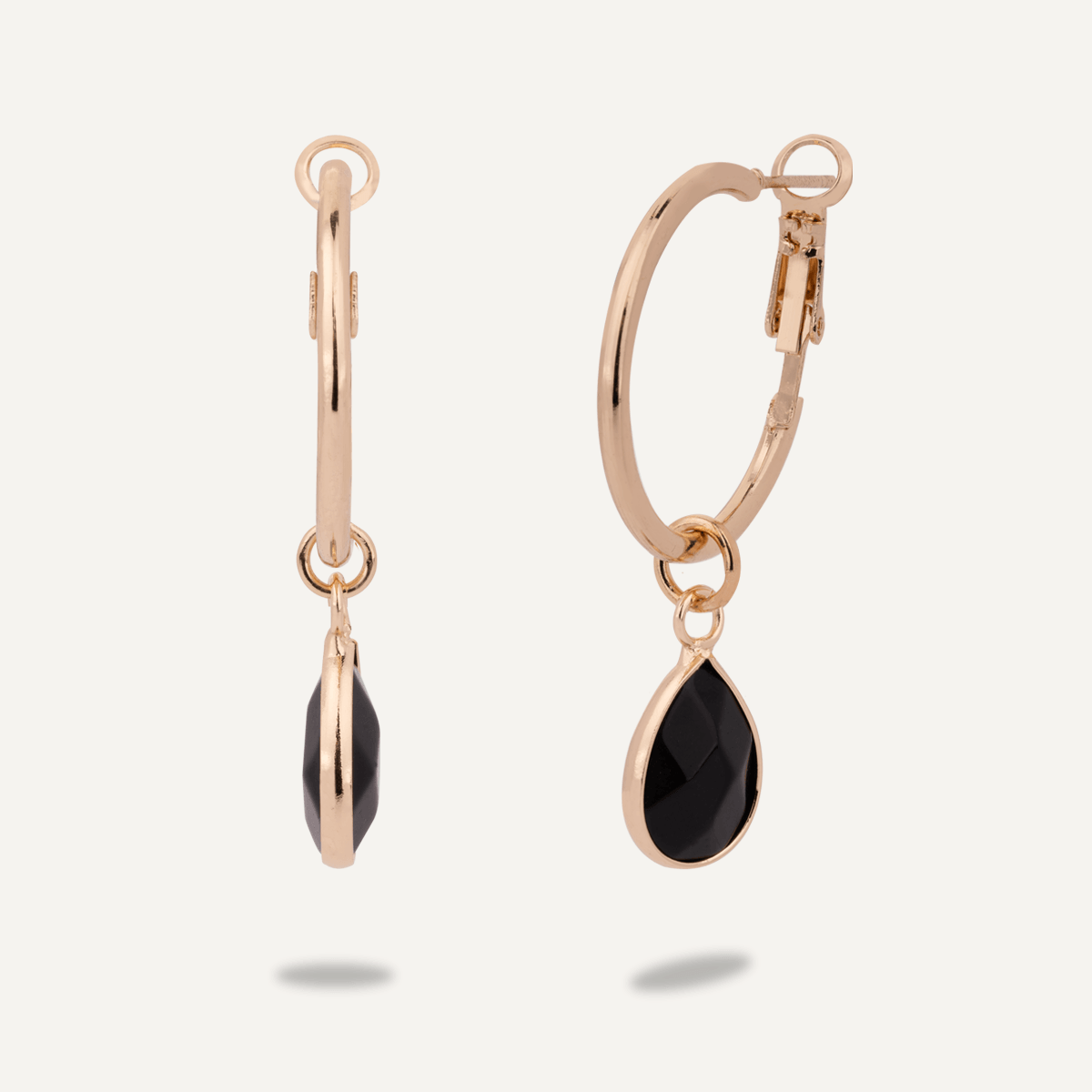 Black Spinel Gold Lever Earrings - D&X Retail