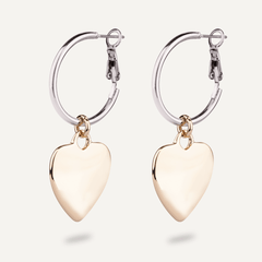 Sweetheart Lever Earrings In Silver And Gold - D&X Retail