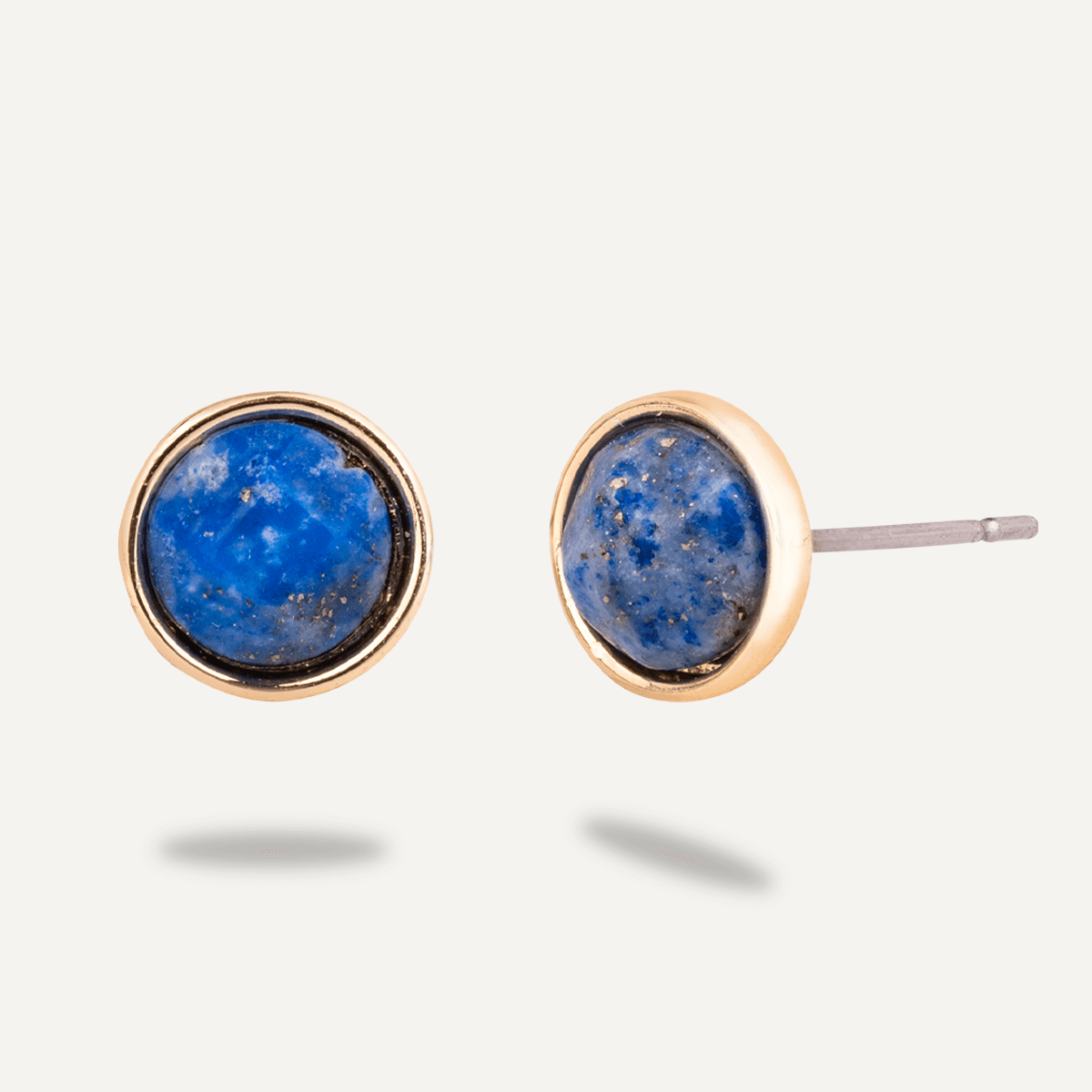 Natural Lapis Stone Gold Studs - D&X Retail