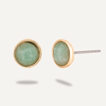 Natural Chrysoprase Stone Gold Studs - D&X Retail