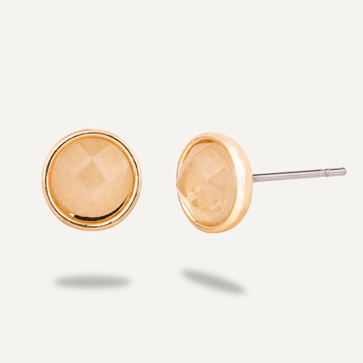 Natural Moonstone Stone Gold Studs - D&X Retail