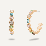 Multi-coloured Crystal & Gem Hoops - D&X Retail