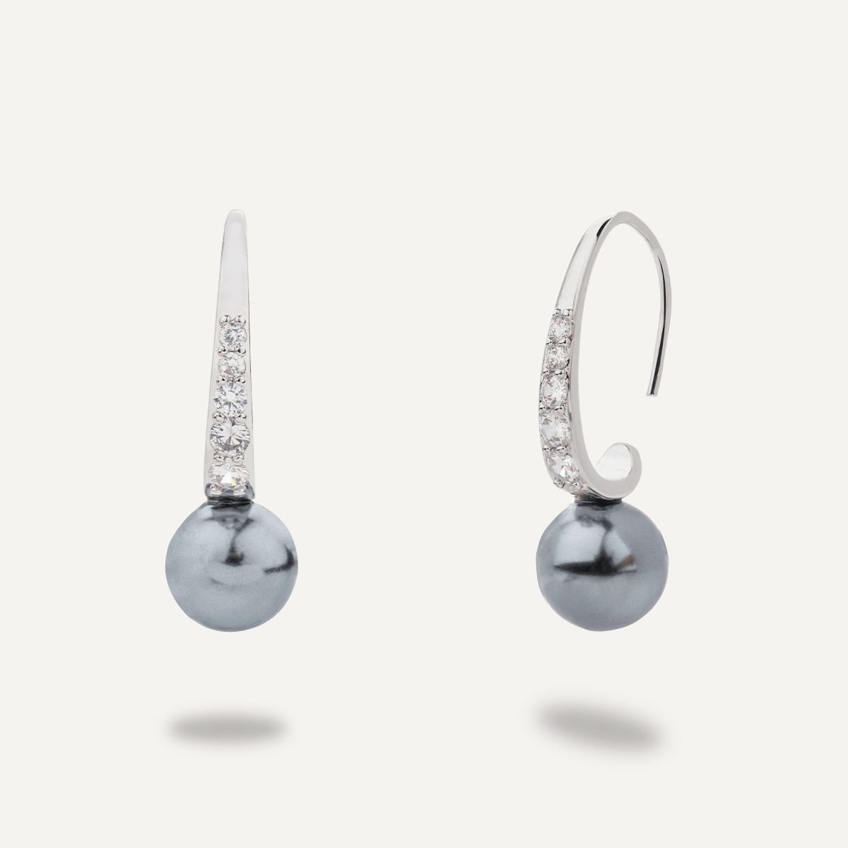 Classic Grey Pearl & Cubic Zirconia Drop Earrings - D&X Retail