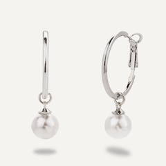 Classic Pearl Lever Hoop Earrings - D&X Retail