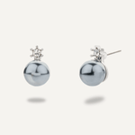 Grey Pearl & Cubic Zirconia Stud Earrings - D&X Retail