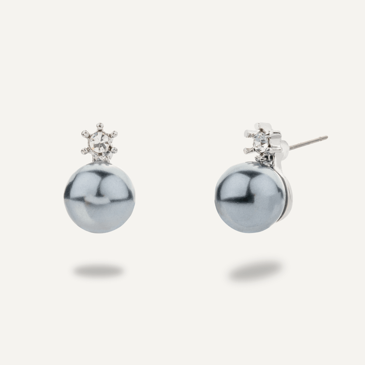 Grey Pearl & Cubic Zirconia Stud Earrings - D&X Retail
