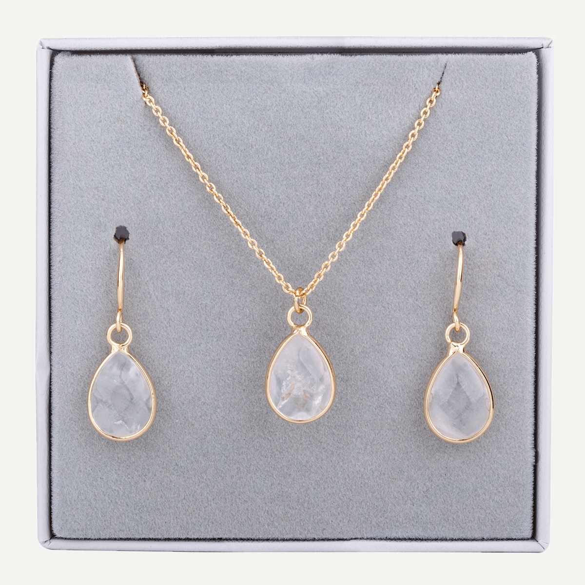 Boxed Semi-Precious Stone Set in Gold & Moonstone - D&X Retail