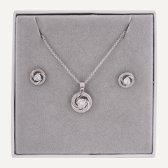 Curling Boxed Cubic Zirconia Silver Necklace & Earring Jewellery Set - D&X Retail