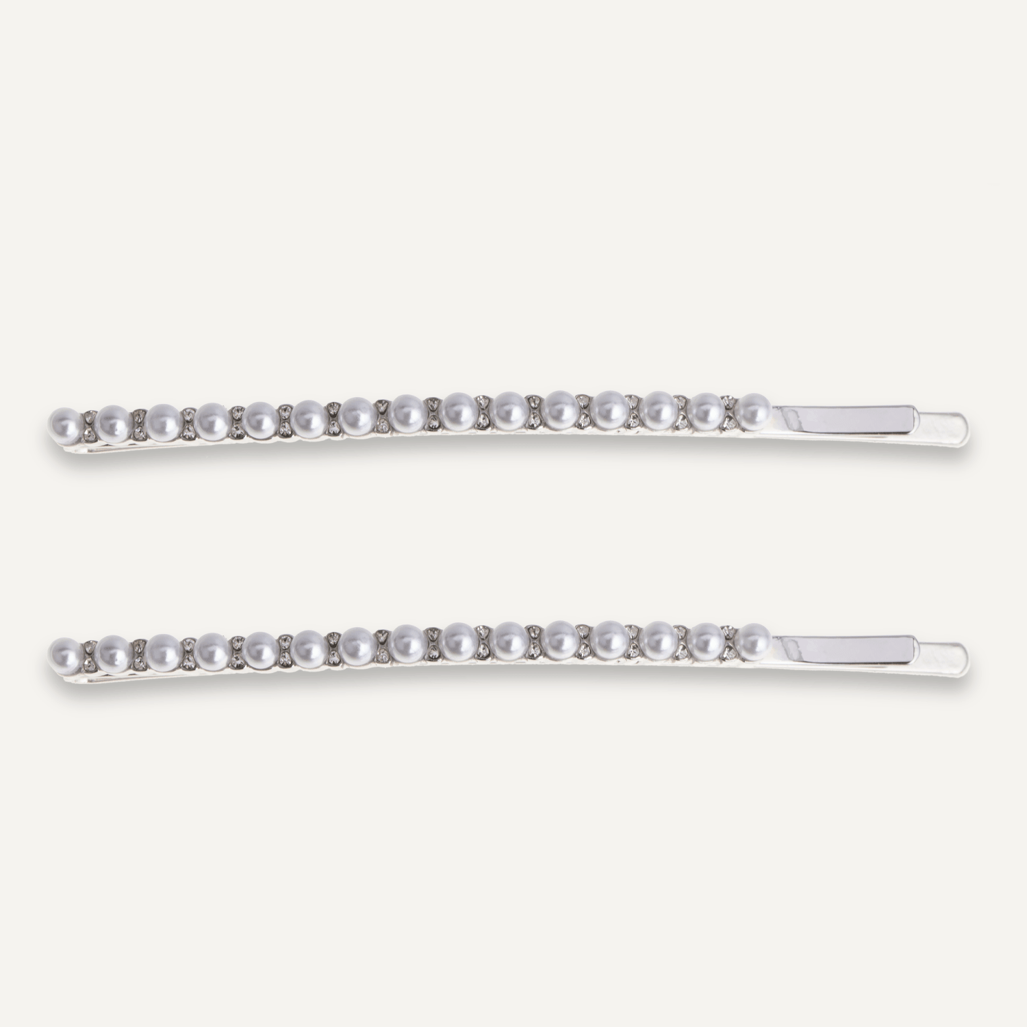 Audrey Silver & Pearl Hair Slides - Set of 2 - D&X Retail