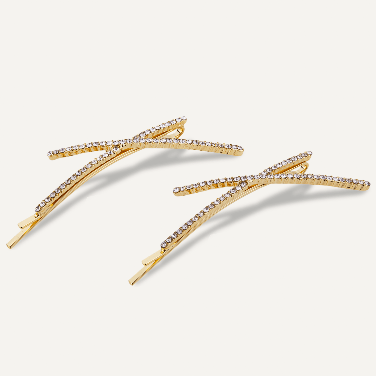 Kylie Crossed Crystal Hair Slide In Gold - D&X Retail