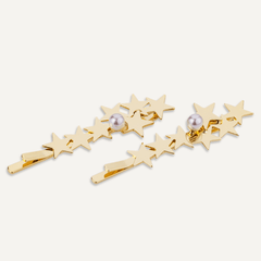 Kylie Faux Pearl Star Hair Slide In Gold - D&X Retail