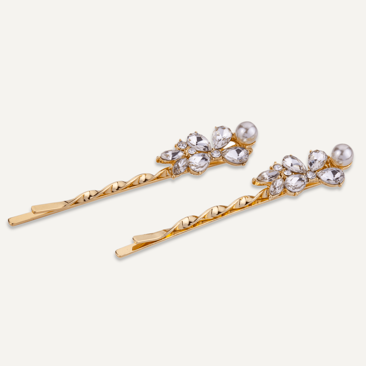 Kylie Faux Pearl Crystal Hair Slide In Gold - D&X Retail