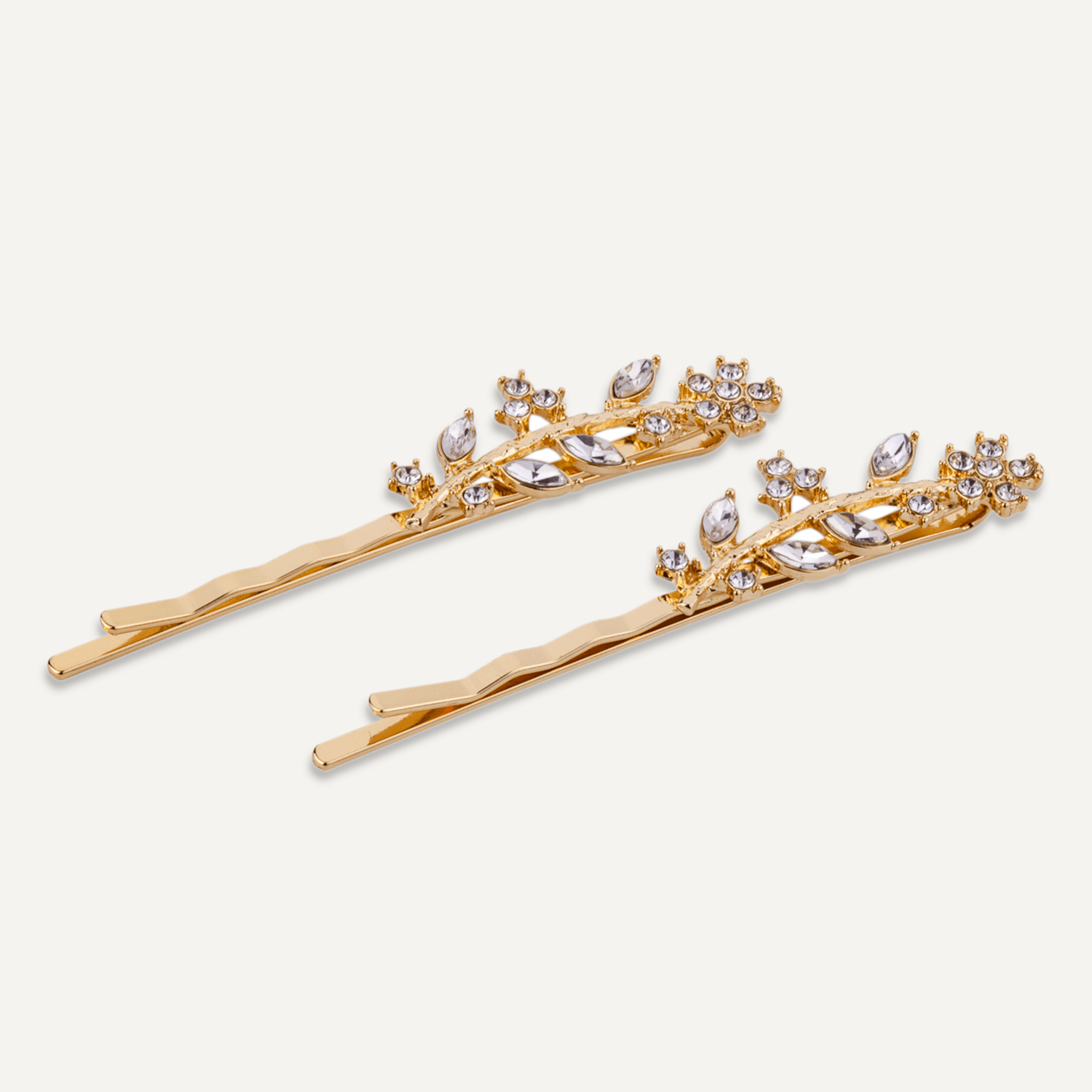 Kylie Floral Crystal Hair Slide In Gold - D&X Retail