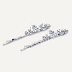 Kylie Floral Crystal Hair Slide In Silver - D&X Retail