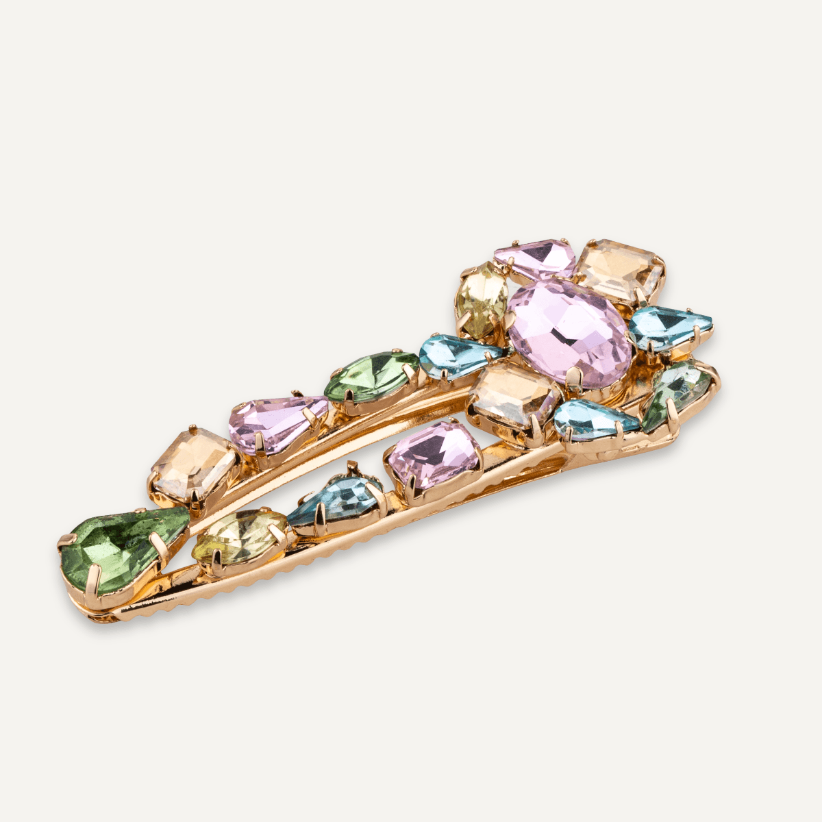 Multi-Coloured Gem & Crystal Flower Hairslide - D&X Retail