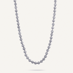 Audrey Mother of Pearl Classic Long Beaded Necklace In Silver - D&X Retail