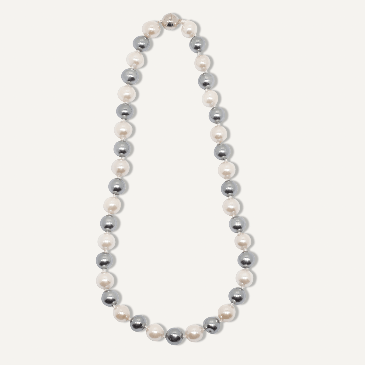 Audrey Mother of Pearl Beaded Necklace Cream & Silver - D&X Retail
