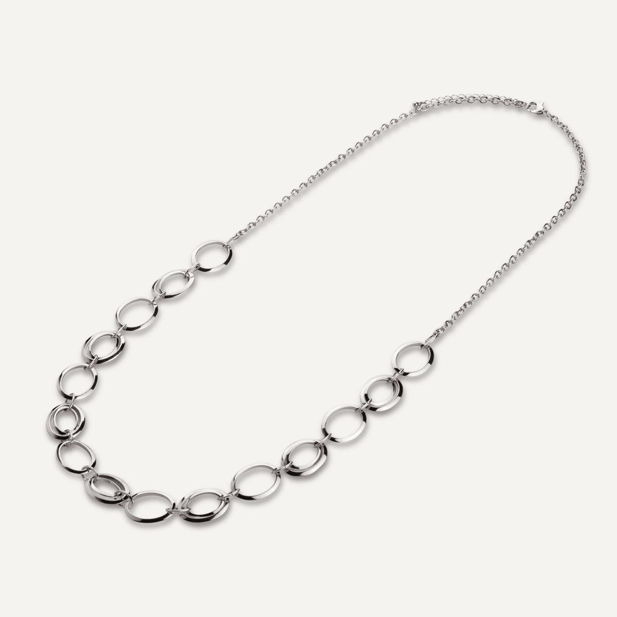 Geo Ovals Long Necklace In Silver - D&X Retail