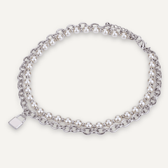 Alesha Faux Pearl Padlock Pendant Necklace In Silver - D&X Retail