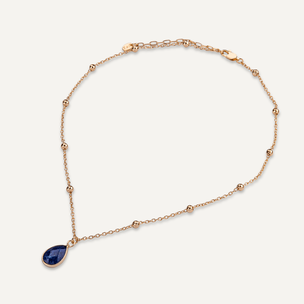 Sparkling Crystal & Lapis Gold Clasp Necklace - D&X Retail