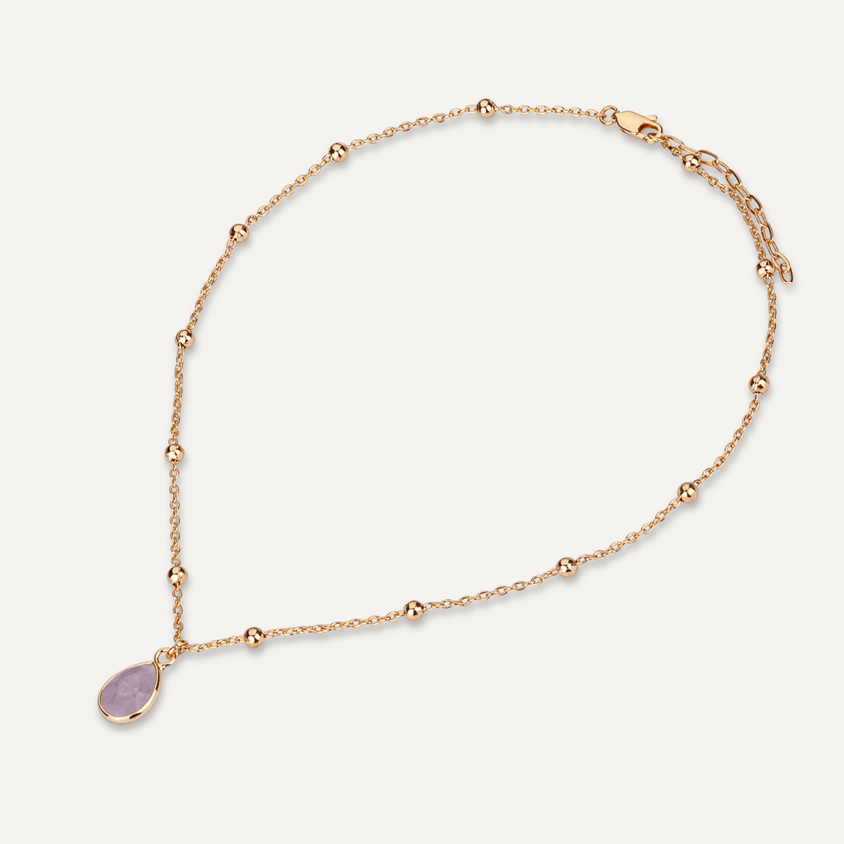 Sparkling Crystal & Rose Quartz Gold Clasp Necklace - D&X Retail