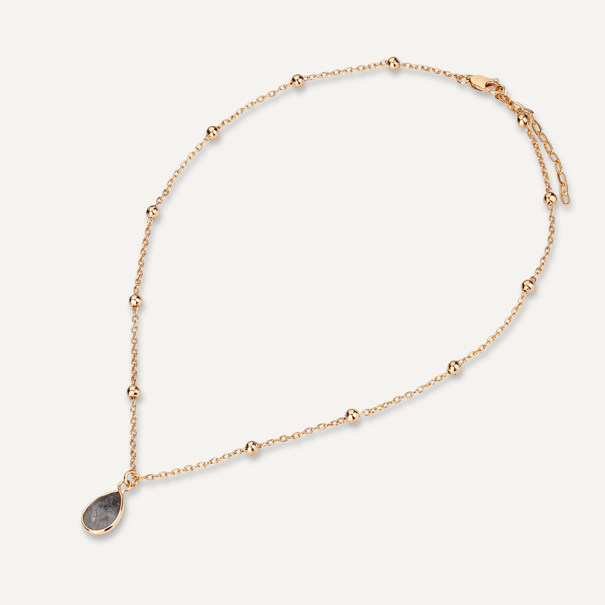 Sparkling Crystal & Labradorite Gold Clasp Necklace - D&X Retail