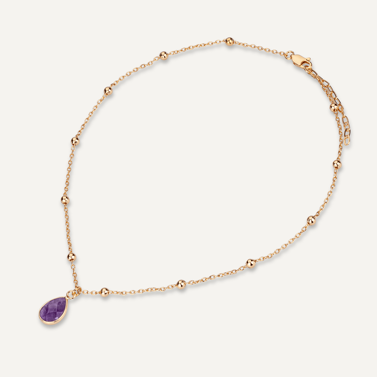 Sparkling Crystal & Amethyst Gold Clasp Necklace - D&X Retail