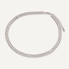 Silver Cubic Zirconia Clasp Necklace - D&X Retail