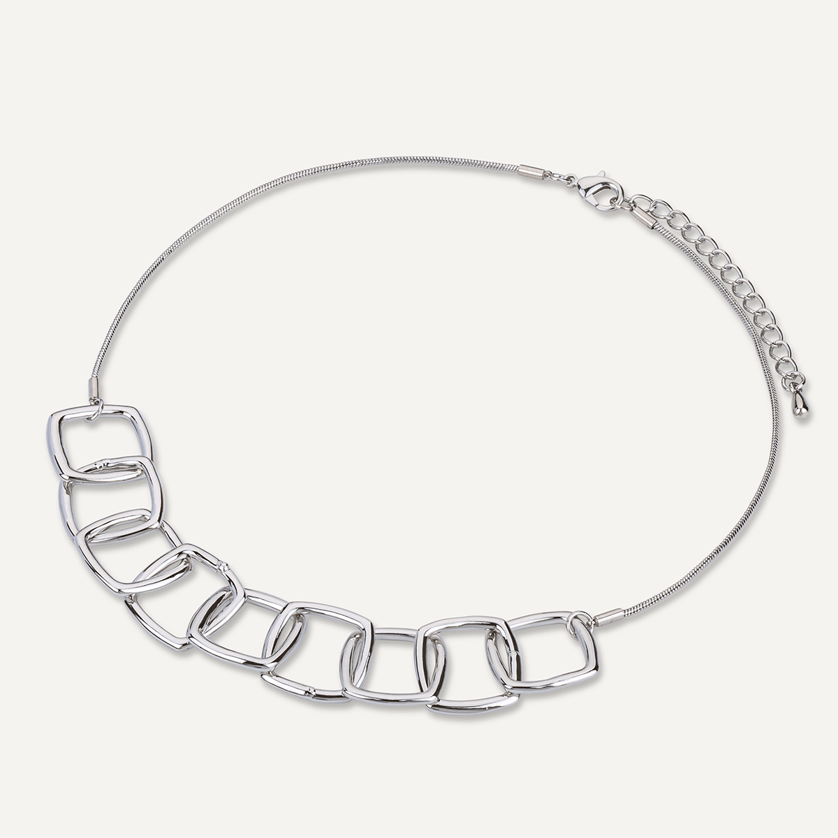 Zaha Silver Geometric Link Necklace - D&X Retail